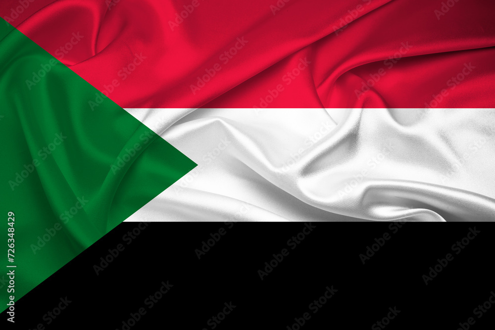 Flag Of Sudan, Sudan flag, National flag of Sudan. fabric flag of Sudan.