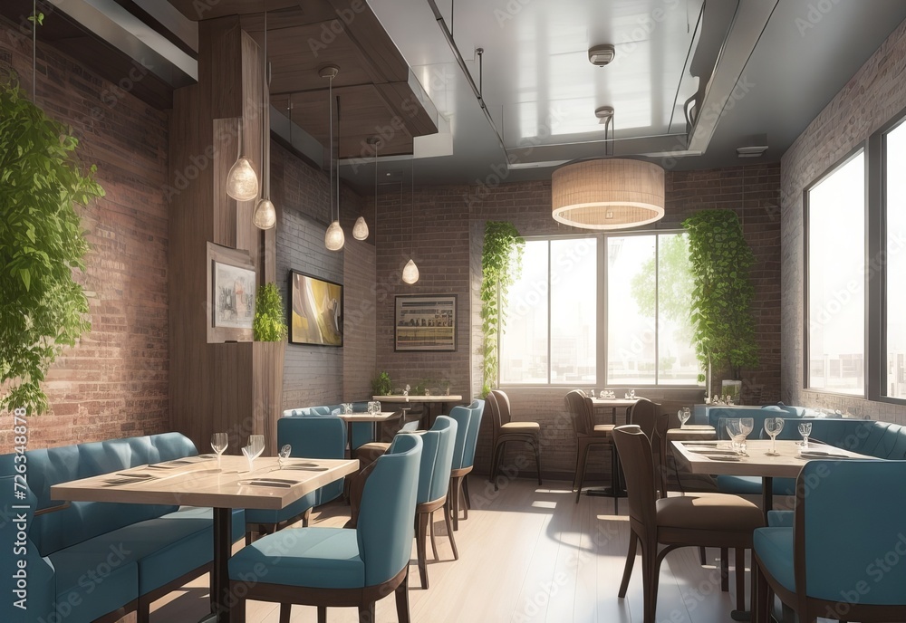 Restaurant interior visualization 3d illustrati Restaurant interior visualization 3d illustrati
