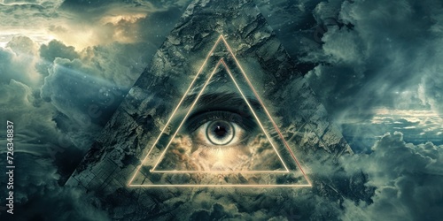 Majestic All-Seeing Eye Surrounded by Clouds