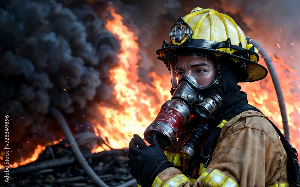 Obraz premium Guardians of the Flame The Courageous Role of Firefighters in Emergency Response and Safety ai generated