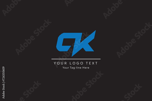 CK or KC letter logo design.