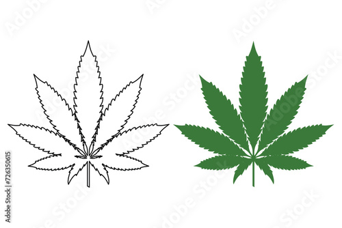 Cannabis leaf flat glyph outline