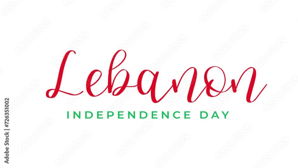 Happy Lebanon Independence Day Text Animation. Great for Lebanon Independence Day Celebrations, lettering with alpha or transparent background, for banner, social media feed wallpaper stories Happy Lebanon Independence Day Text Animation. Great for Lebanon Independence Day Celebrations, lettering with alpha or transparent background, for banner, social media feed wallpaper stories