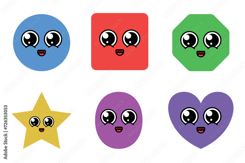 Shapes with cute face multi colours