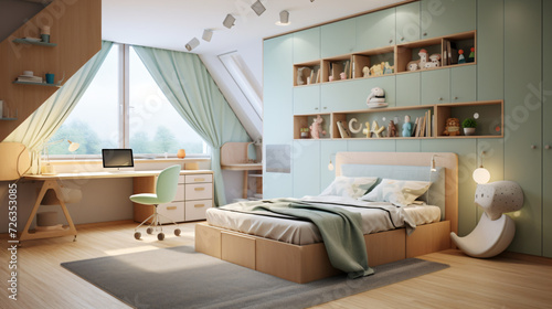 Modern interior of the childs bedroom