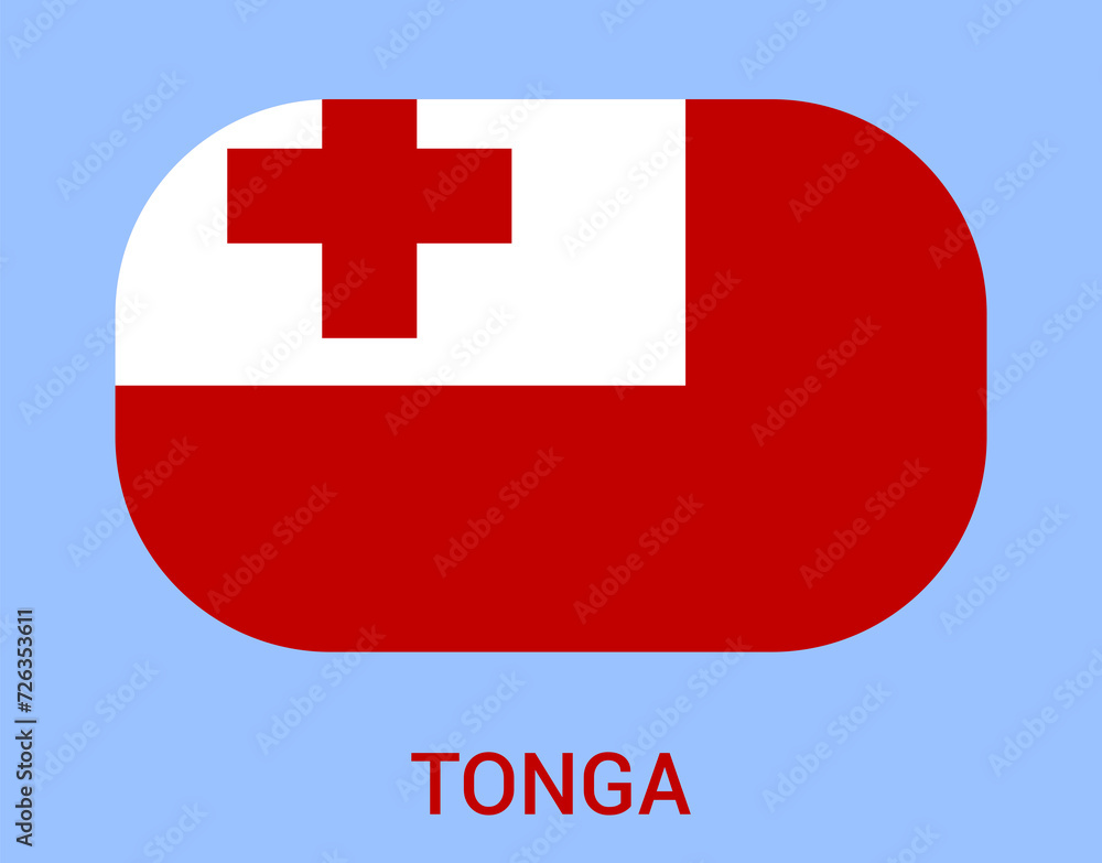 Flag Of Tonga, Tonga flag, National flag of Tonga. rounded corner flag of Tonga.