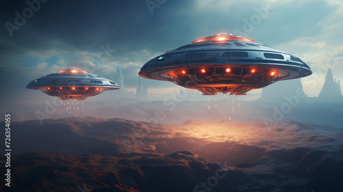 Science fiction UFO spaceships