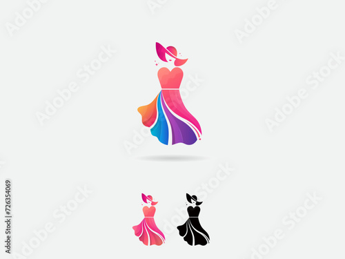 Fashion logo design. Female dress vector. Colorful dress vector art. Female fashion. Beauty. Spa. Finance. Clothing business. Shopping. Premium