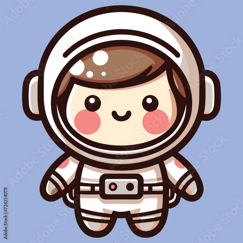 Cute astronaut happy smiling to you cartoon vector icon illustration. science techno chibi