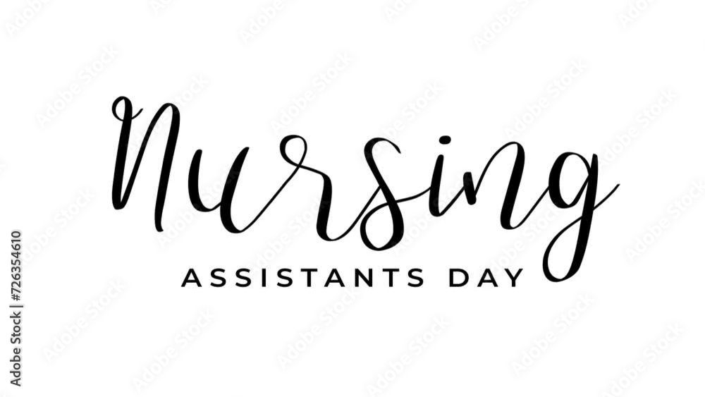 nursing assistants day animated text. 4k video greeting card. gift card. alpha channel. nursing assistants day animated text. 4k video greeting card. gift card. alpha channel.
