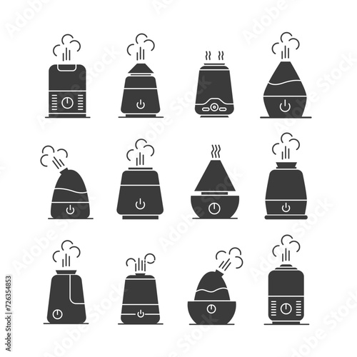 Humidifier icon set. vector silhouettes of humidifier. isolated on white background