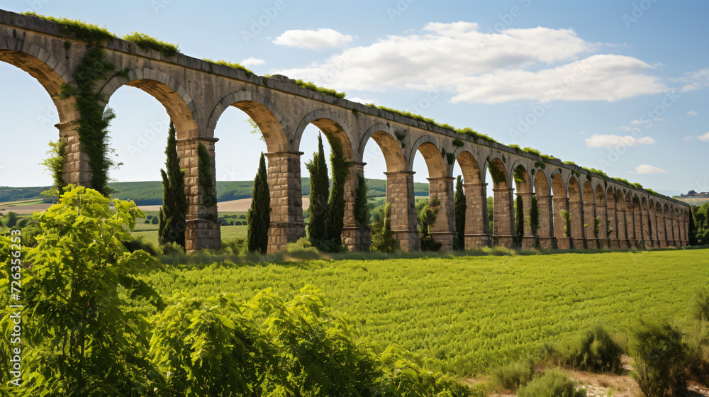 Ancient roman aqueduct country