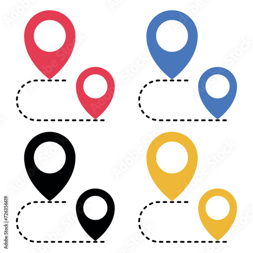 Location pin with dotted lines set photo