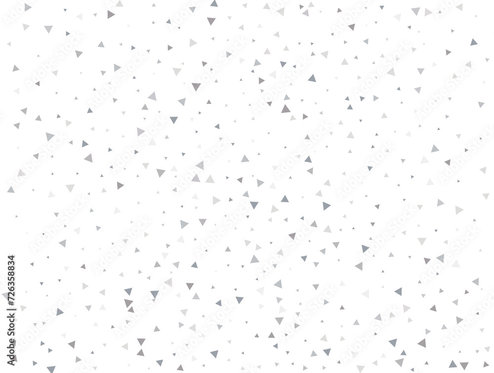 Birthday Light silver Triangular glitter confetti background. White festive texture.