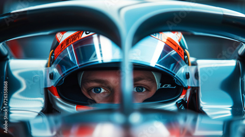 A race car driver gearing up in a Formula 1 car moments before the race. © Melvin