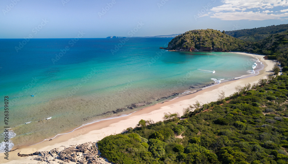 Aerial image lonely paradisiacal beach. matio is a relaxing destination