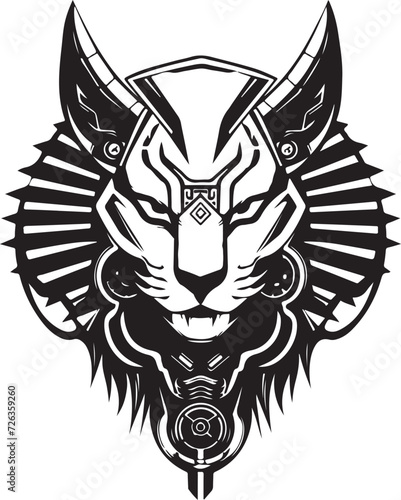 Modern strict logo template of abstract cat or sphinx head. Vector illustration of cat or sphinx for print, poster or logo