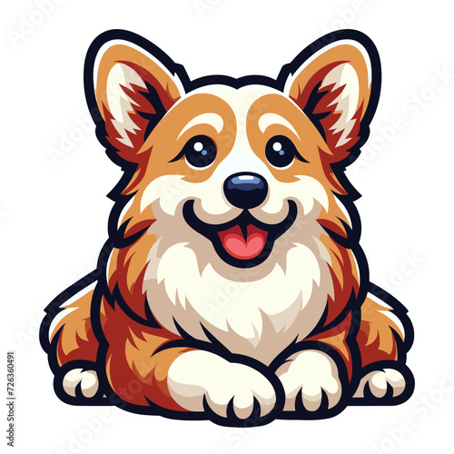 Cute adorable corgi dog cartoon character vector illustration, funny pet animal corgi puppy flat design mascot template isolated on white background