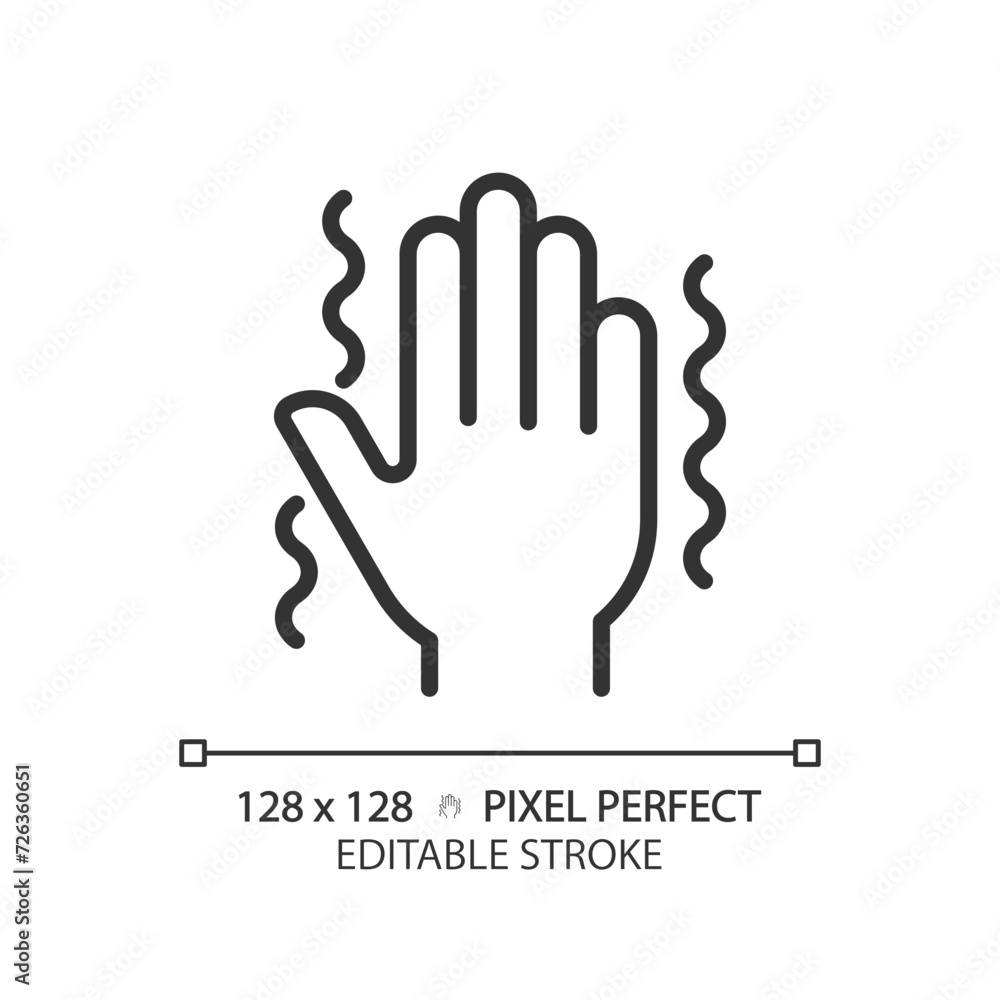 Parkinsons disease linear icon. Central nervous system disorder. Hand