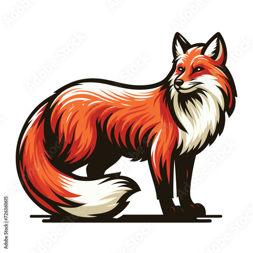 Wild animal red fox vulpa design vector, zoology illustration, foxy flat design template isolated on white background