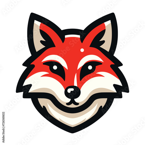 Cute adorable fox head face cartoon character vector illustration, funny wolf foxy flat design template isolated on white background