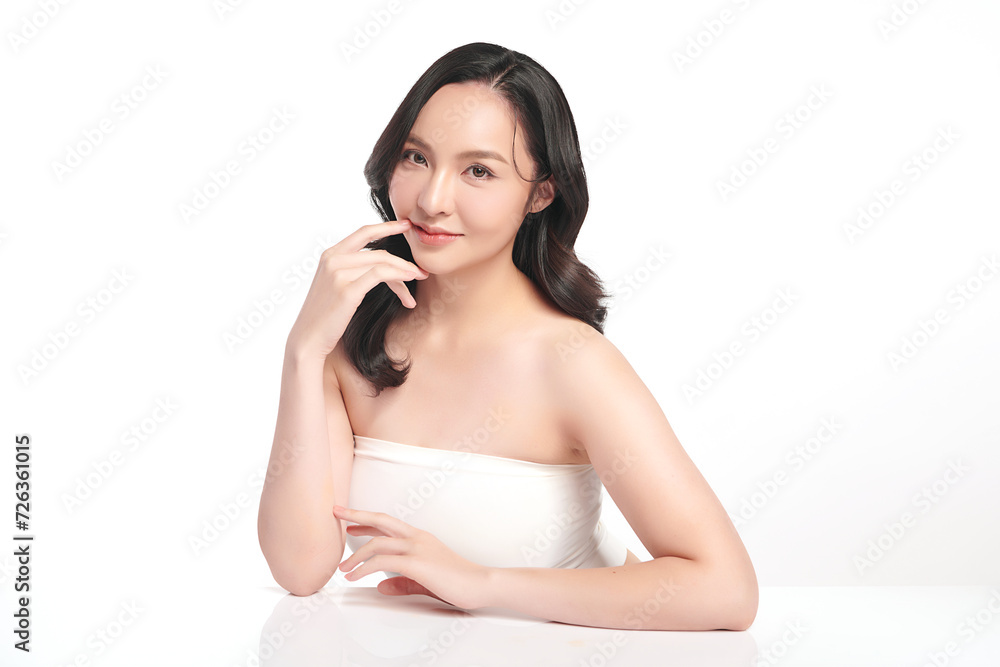 Beautiful young asian woman with clean fresh skin on white background, Face care, Facial treatment, Cosmetology, beauty and spa, Asian women portrait. Beautiful young asian woman with clean fresh skin on white background, Face care, Facial treatment, Cosmetology, beauty and spa, Asian women portrait.