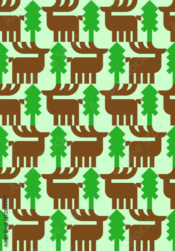 Deer ethnographic pattern seamless. Elk ethnographical background. texture Northern peoples and cultures