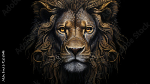 Lion head on black