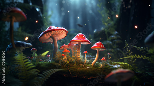 Magic mushroom in the forest