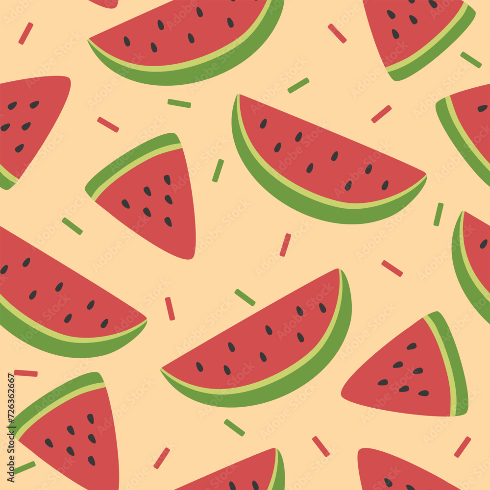 seamless pattern with watermelon hand drawn summer fruit in modern vector illustration design for Textiles, printed materials, fabric, carpets, book covers, backgrounds, wallpaper seamless pattern with watermelon hand drawn summer fruit in modern vector illustration design for Textiles, printed materials, fabric, carpets, book covers, backgrounds, wallpaper