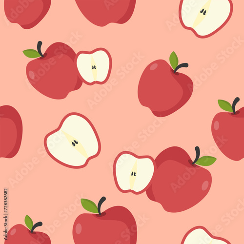 seamless pattern with apple hand drawn summer fruit in modern vector illustration design for Textiles, printed materials, fabric, carpets, book covers, backgrounds, wallpaper