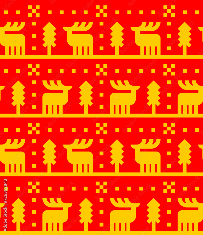 Deer ethnographic pattern seamless. Elk ethnographical background. texture Northern peoples and cultures