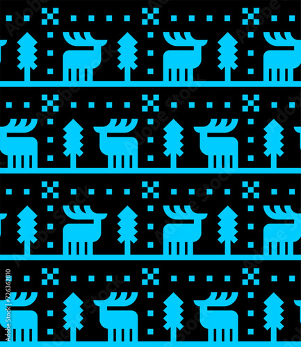 Deer ethnographic pattern seamless. Elk ethnographical background. texture Northern peoples and cultures