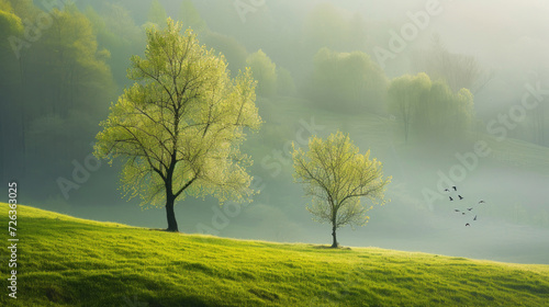 A serene March landscape  where tranquility reigns supreme  inviting contemplation and reflection