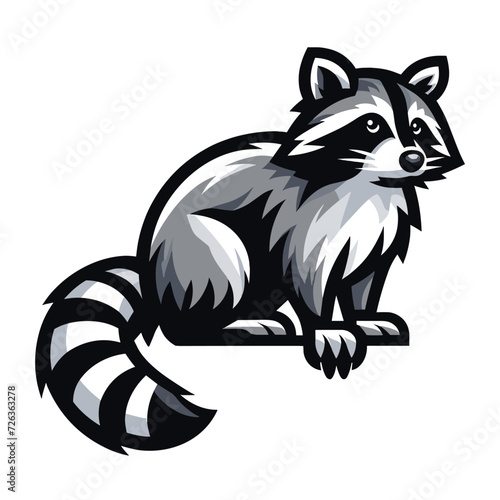 Cute adorable raccoon cartoon character vector illustration, funny racoon flat design template isolated on white background