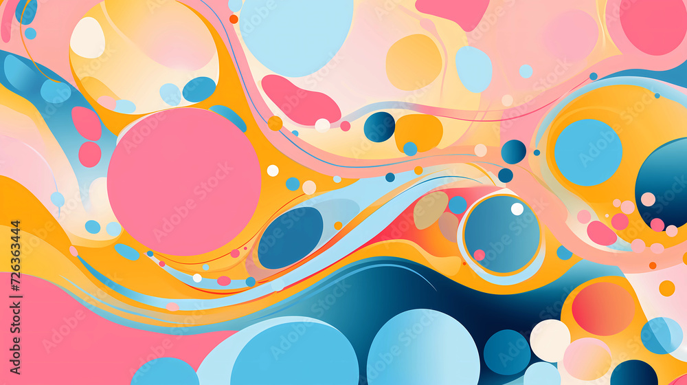 Abstract background texture of classic fluids shape style. Blue, pink and orange gradient fluids background. Minimalist concept. Colorful Backdrop. Flat Landing Page