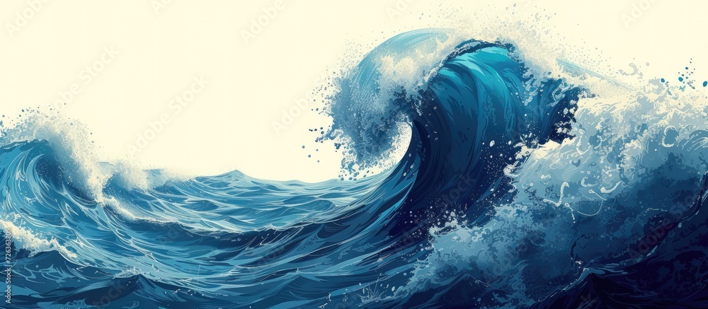 Graphic design, ocean wave illustration - obrazy, fototapety, plakaty 