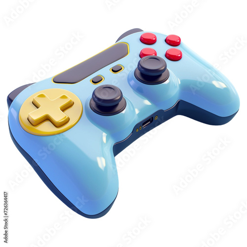 a colorful gaming controller with buttons, isolated on a transparent background