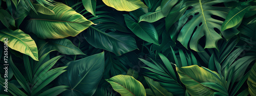 Wallpaper Mural Tropical Greenery: Monstera and Palm Leaves in Lush Botanical Pattern Torontodigital.ca