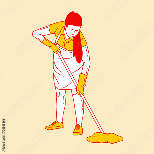 Simple cartoon illustration of a house maid 4