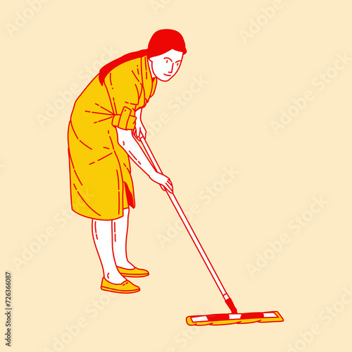 Simple cartoon illustration of a house maid 5