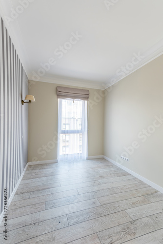 Empty room space with lamp and window. Interior