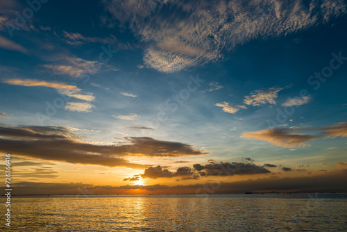 Fototapeta Naklejka Na Ścianę i Meble -  Sunset in Philippines. Close to Bay City, Pasay, Philippines