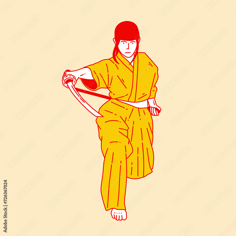 Simple cartoon illustration of a samurai 1 Simple cartoon illustration of a samurai 1
