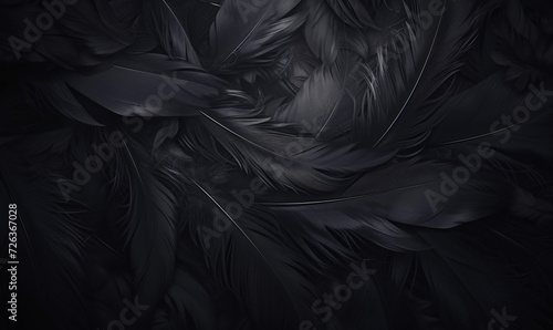 Dark Black Feather Texture as Abstract Background Wallpaper