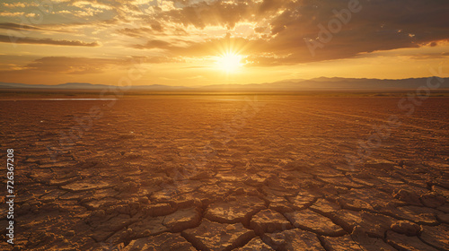 A vast drought-stricken landscape showcasing the harsh reality of world hunger.