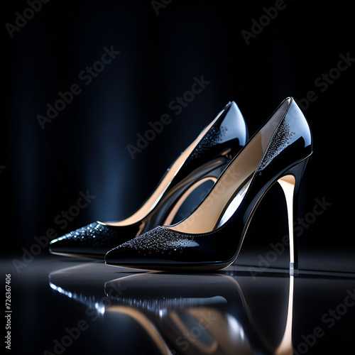 Elegant Black Stilettos: Chic Footwear Product Shot photo