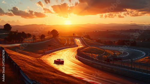 sunset over race track with copy space