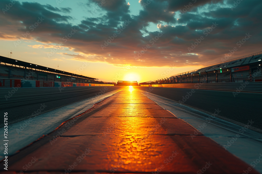 Sunset at the racetrack of the Grand Prix