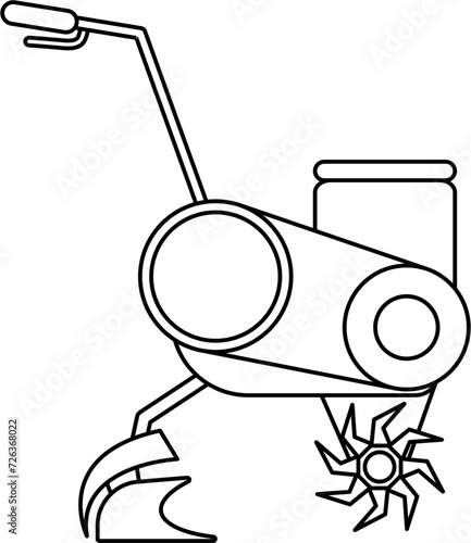 Garden Tiller Outline Vector Illustration
